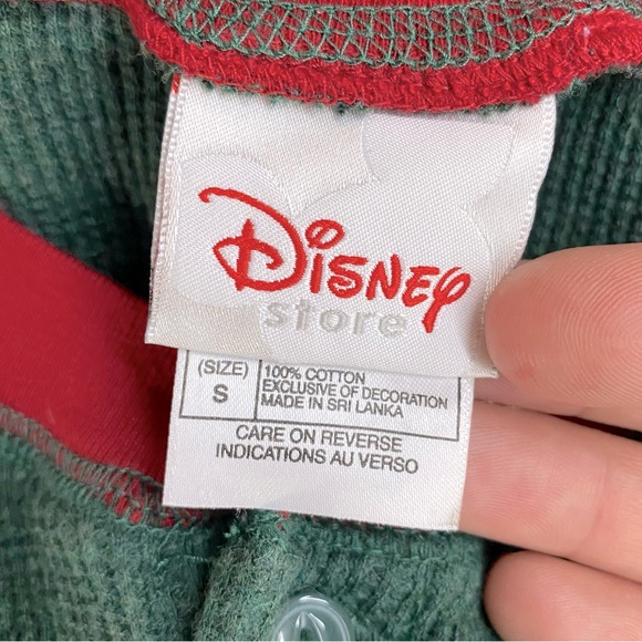 Disney Green Waffle Long Sleeve Thermal Shirt W Embroidered Mickey S - Picture 4 of 13